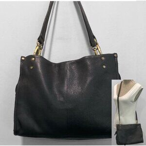 Black Pebbled Leather Shoulder Bag by Great American Leather Works